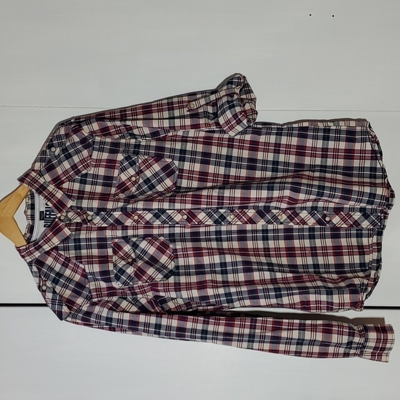 David Bitton- Mens Plaid Pearl snap button down Shirt Pockets preppy Sz.XL - Picture 1 of 10